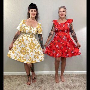 Ripcurl NWOT Gold Cotton Surf Dress Beach Hawaii Floral Boho Peasant Hawaii M